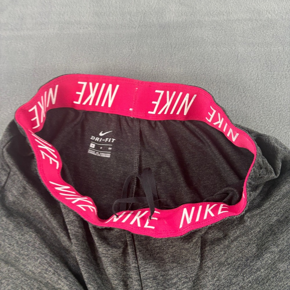 Nike Dri-FIT Womens Shorts Gray Heather Pink Logo Athletic Running Small - Picture 3 of 6